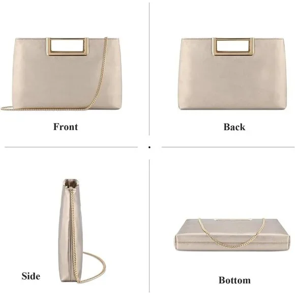 Chic Vegan Leather Evening Clutch - Stylish Shoulder Bag for Weddings & Parties - Picture 4 of 6